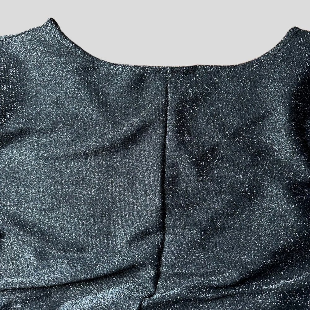 Womens Pencil Dress Glitter Black Size XL Knee Length Stretch Strappy Sleeve - Picture 10 of 16